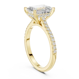 Symmetry Emerald Cut Pavé-Set Radiant Solitaire Ring - Image 3