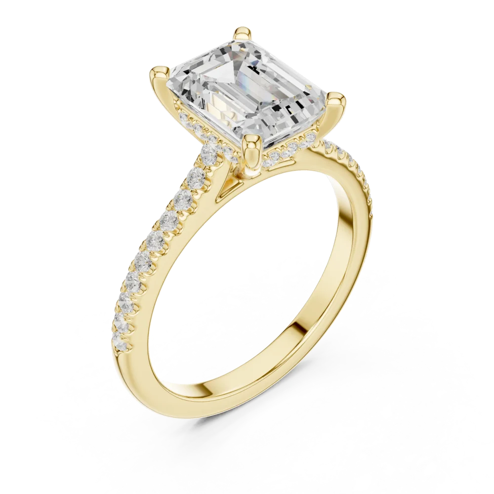 Discover the unmatched brilliance of our emerald-cut solitaire ring. Handcrafted with sustainable DIAMEUR diamonds, it is the ultimate modern classic.