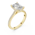 Symmetry Emerald Cut Pavé-Set Radiant Solitaire Ring