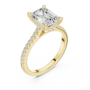Symmetry Emerald Cut Pavé-Set Radiant Solitaire Ring