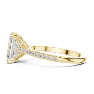 Symmetry Emerald Cut Pavé-Set Radiant Solitaire Ring - Image 4