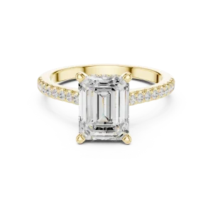 Symmetry Emerald Cut Pavé-Set Radiant Solitaire Ring - Image 2
