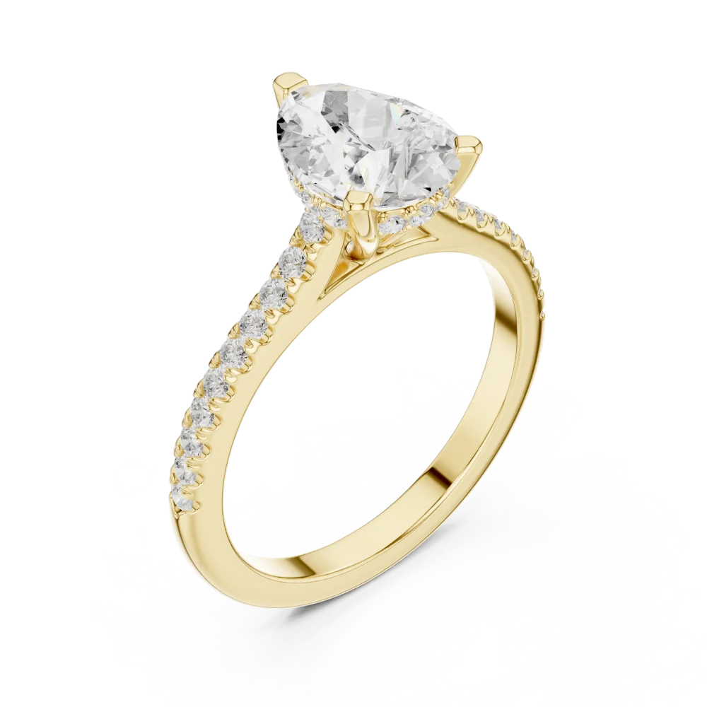 Discover the Ethereal Pear Solitaire, a stunning lab-grown DIAMEUR diamond ring crafted for modern luxury. Elevate your engagement with timeless grace.