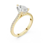 Ethereal Pear Cut Pavé-Set Solitaire Engagement Ring
