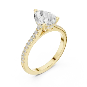 Ethereal Pear Cut Pavé-Set Solitaire Engagement Ring