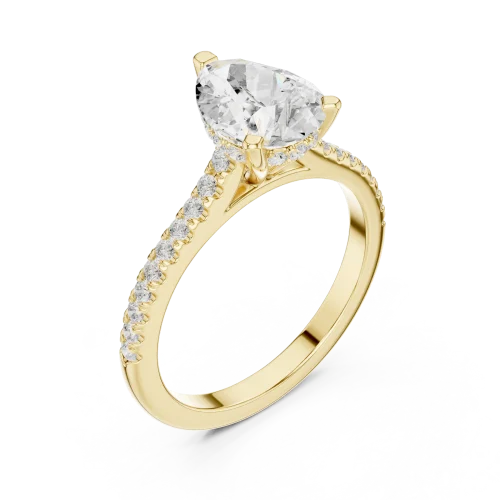 Ethereal Pear Cut Pavé-Set Solitaire Engagement Ring