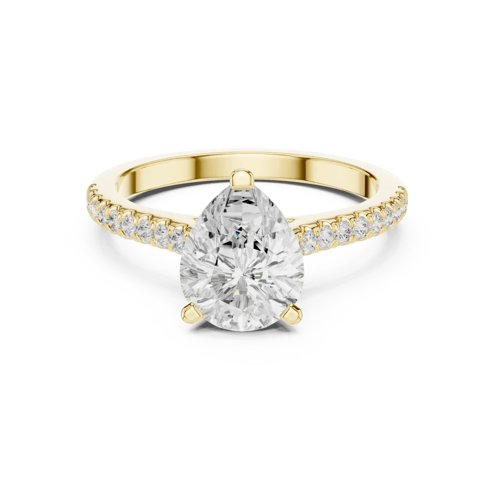 Ethereal Pear Cut Pavé-Set Solitaire Engagement Ring - Image 2