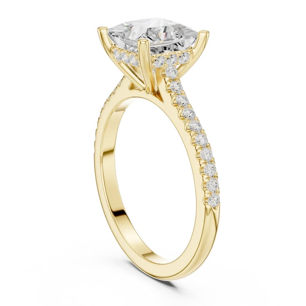 Symmetry Princess Cut Pavé-Set Solitaire Engagement Ring - Image 4