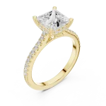Symmetry Princess Cut Pavé-Set Solitaire Engagement Ring