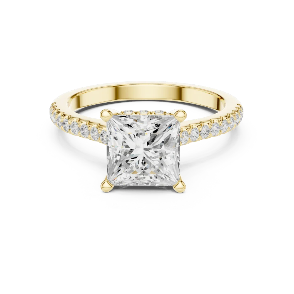 Symmetry Princess Cut Pavé-Set Solitaire Engagement Ring - Image 2