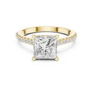 Symmetry Princess Cut Pavé-Set Solitaire Engagement Ring - Image 2