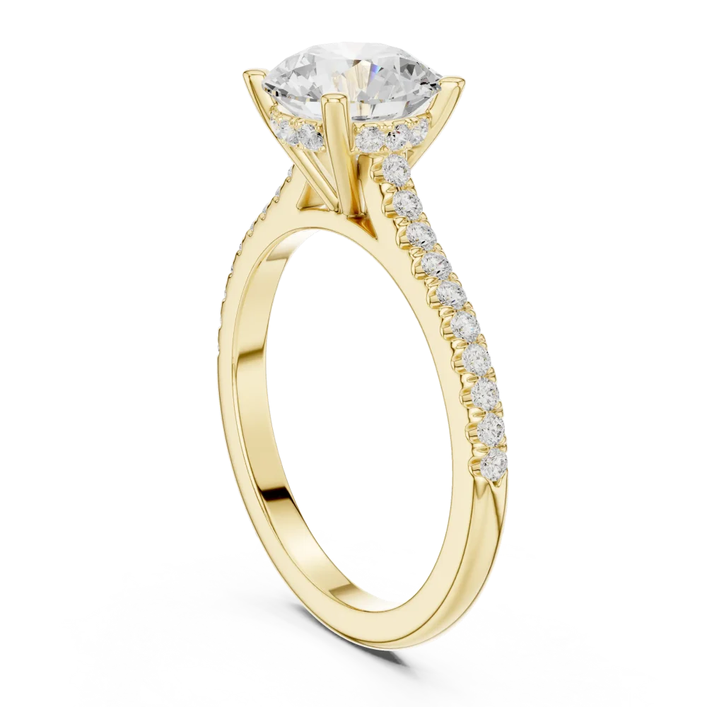 Ethereal Round Brilliant Pavé-Set Solitaire Engagement Ring - Image 3