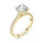 Ethereal Round Brilliant Pavé-Set Solitaire Engagement Ring