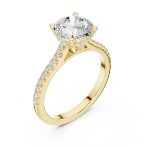 Ethereal Round Brilliant Pavé-Set Solitaire Engagement Ring