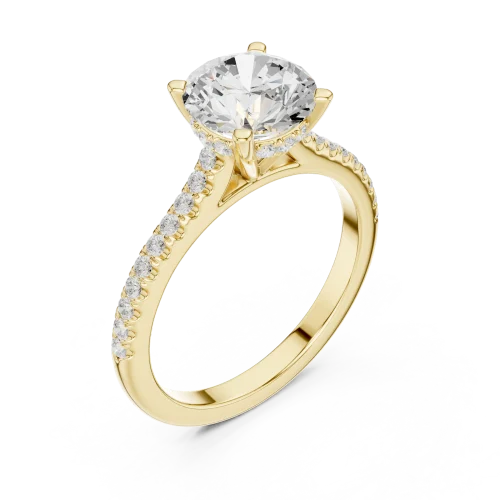 Ethereal Round Brilliant Pavé-Set Solitaire Engagement Ring