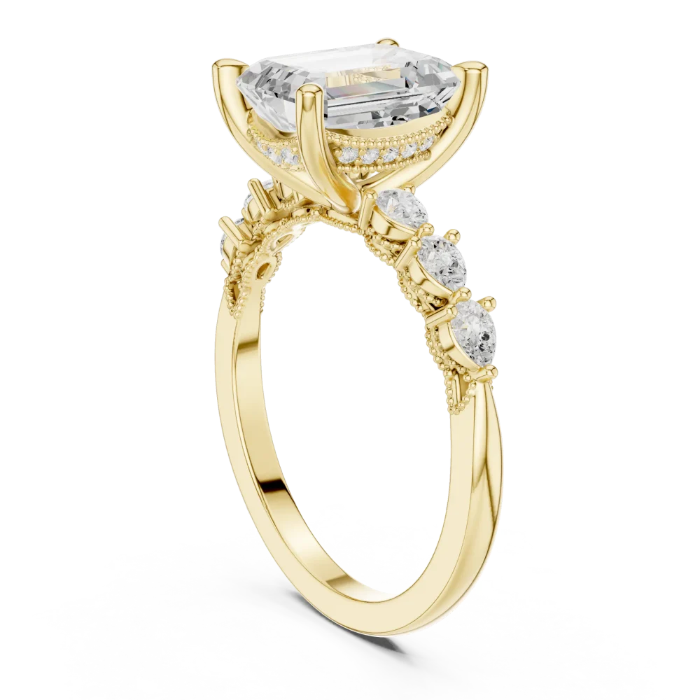 Symmetry Emerald Cut Silhouette Solitaire Engagement Ring - Image 3