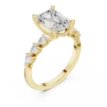 Symmetry Emerald Cut Silhouette Solitaire Engagement Ring