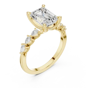 Symmetry Emerald Cut Silhouette Solitaire Engagement Ring