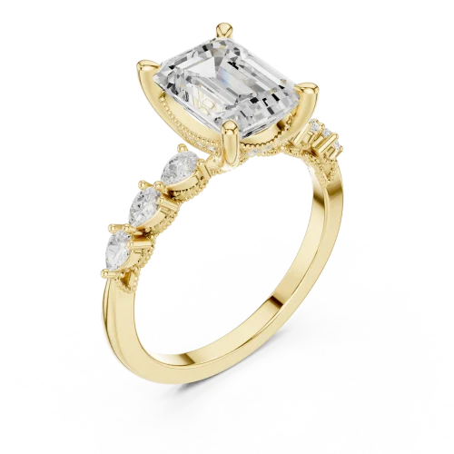 Symmetry Emerald Cut Silhouette Solitaire Engagement Ring