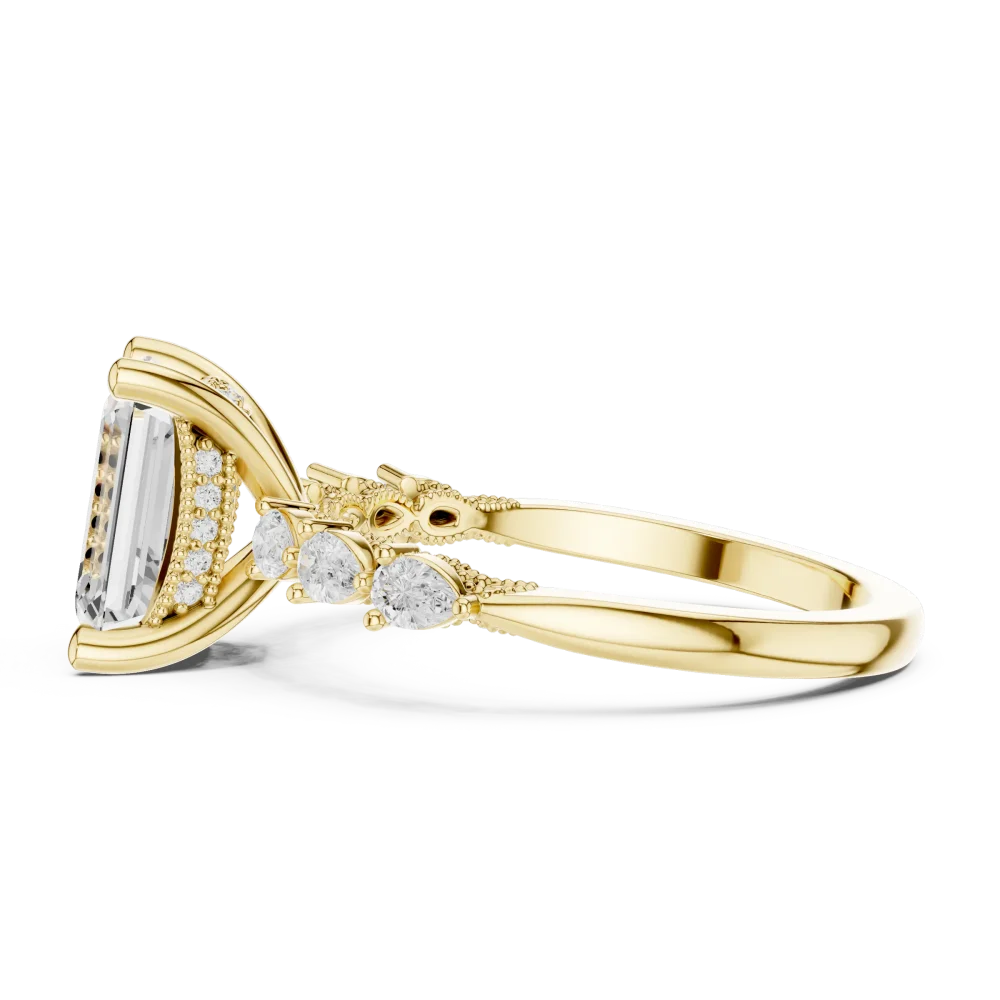 Symmetry Emerald Cut Silhouette Solitaire Engagement Ring - Image 4