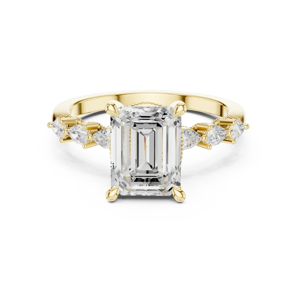 Symmetry Emerald Cut Silhouette Solitaire Engagement Ring - Image 2