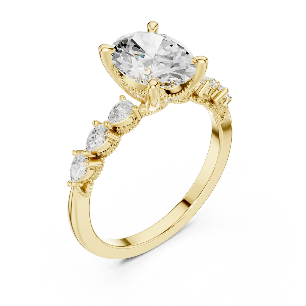 Experience timeless elegance with our Ethereal Oval Solitaire Ring. Featuring premium DIAMEUR diamonds, it is the perfect modern classic. Shop now.