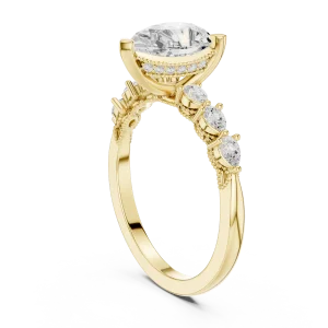 Ethereal Pear Cut Sculpted Pavé Solitaire Engagement Ring - Image 3
