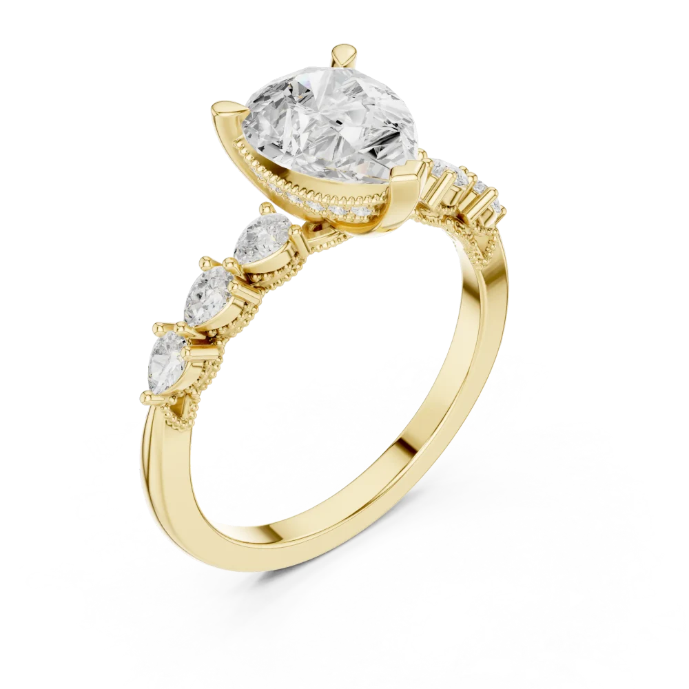 Discover the radiant allure of our pear-cut solitaire ring, featuring exquisite DIAMEUR lab-grown diamonds. A timeless modern classic. Shop now!