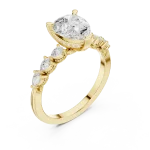 Ethereal Pear Cut Sculpted Pavé Solitaire Engagement Ring