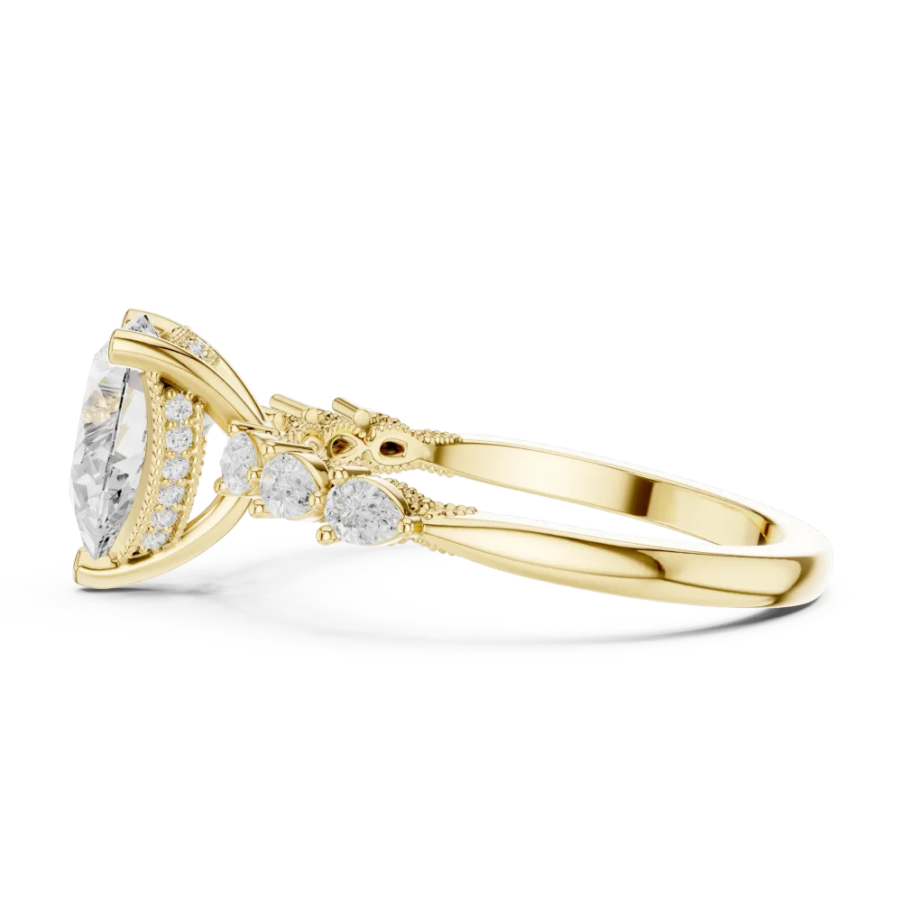 Ethereal Pear Cut Sculpted Pavé Solitaire Engagement Ring - Image 4