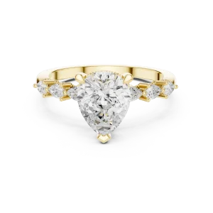 Ethereal Pear Cut Sculpted Pavé Solitaire Engagement Ring - Image 2