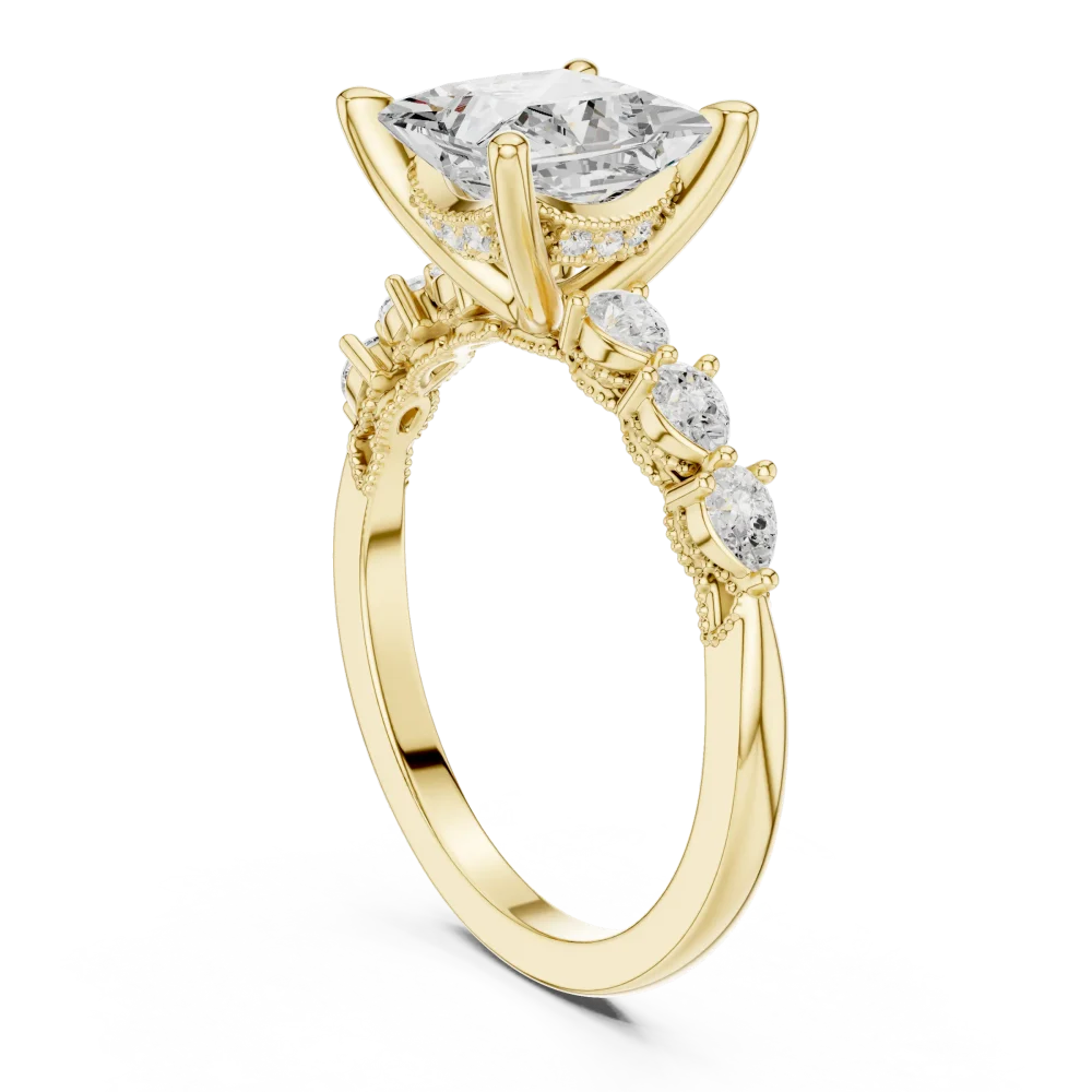 Luminary Princess Cut Pear Accent Solitaire Ring - Image 3