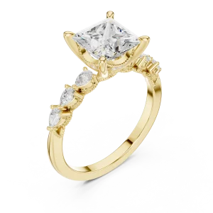 Luminary Princess Cut Pear Accent Solitaire Ring