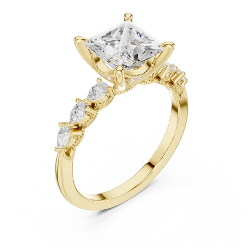 Luminary Princess Cut Pear Accent Solitaire Ring