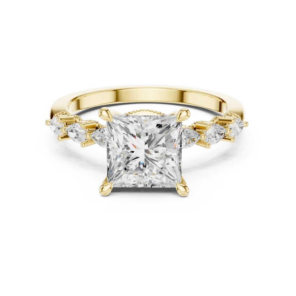 Luminary Princess Cut Pear Accent Solitaire Ring - Image 2