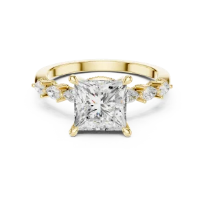 Luminary Princess Cut Pear Accent Solitaire Ring - Image 2