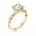 Ethereal Round Brilliant and Pear Cluster Solitaire Ring