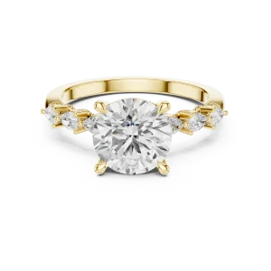 Ethereal Round Brilliant and Pear Cluster Solitaire Ring - Image 2