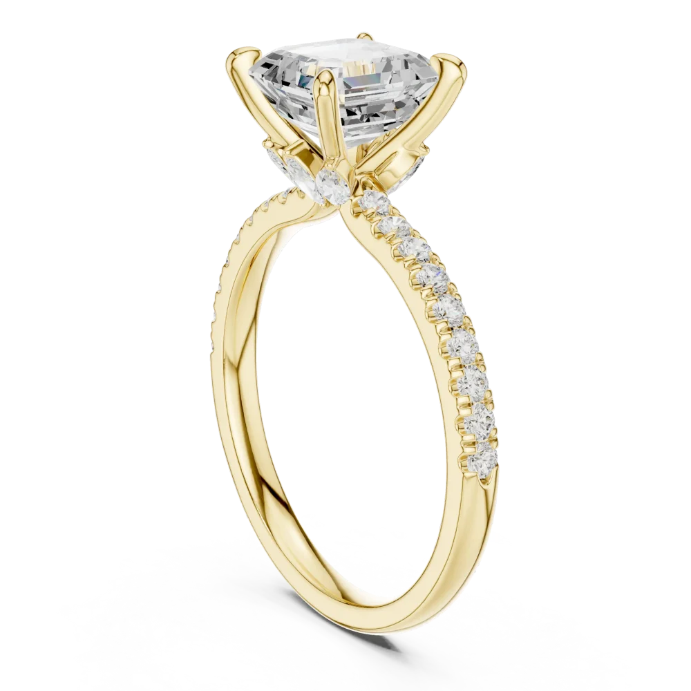 Ethereal Emerald Cut Pavé-Set Solitaire Ring - Image 3