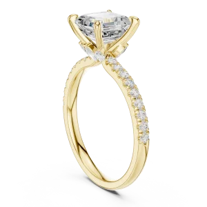 Ethereal Emerald Cut Pavé-Set Solitaire Ring - Image 3