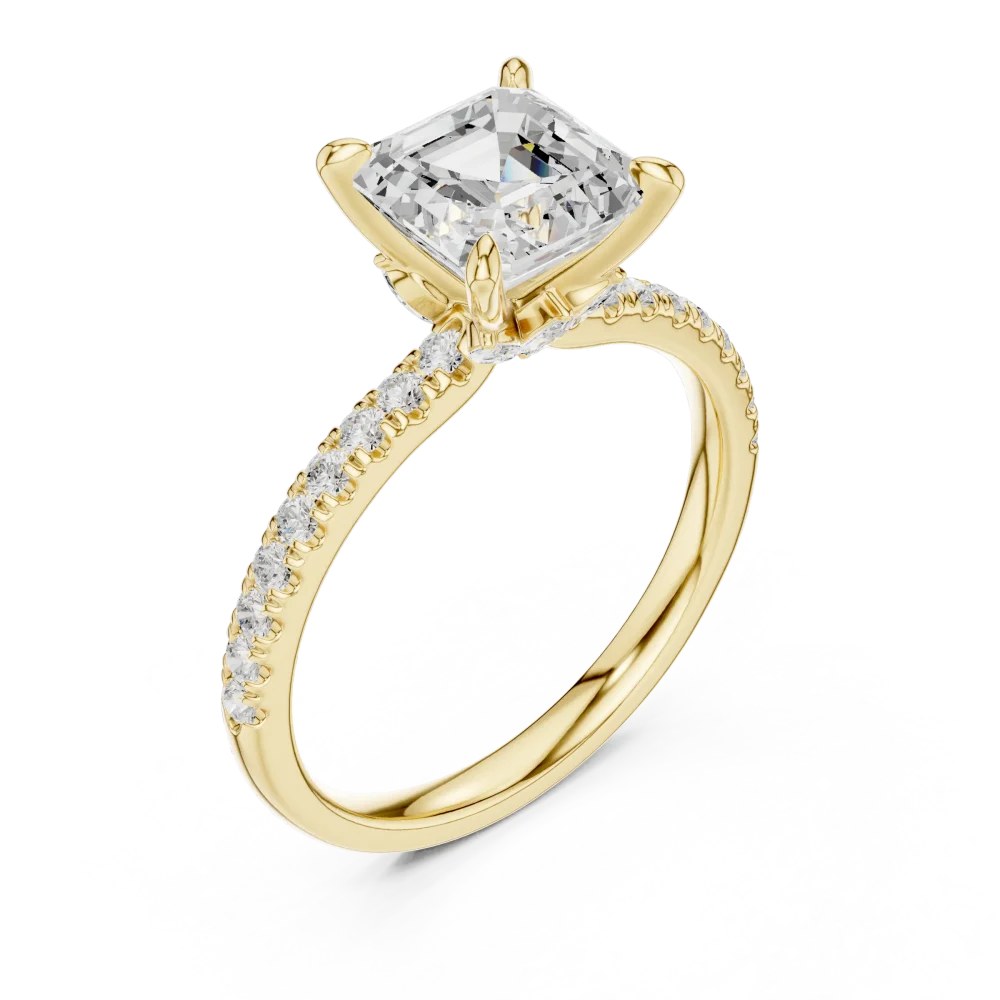 Discover the Ethereal Emerald Cut Solitaire Ring, a modern classic featuring a brilliant DIAMEUR diamond. Shop this sustainable luxury today.
