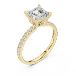 Ethereal Emerald Cut Pavé-Set Solitaire Ring