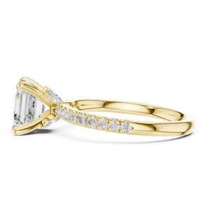 Ethereal Emerald Cut Pavé-Set Solitaire Ring - Image 4