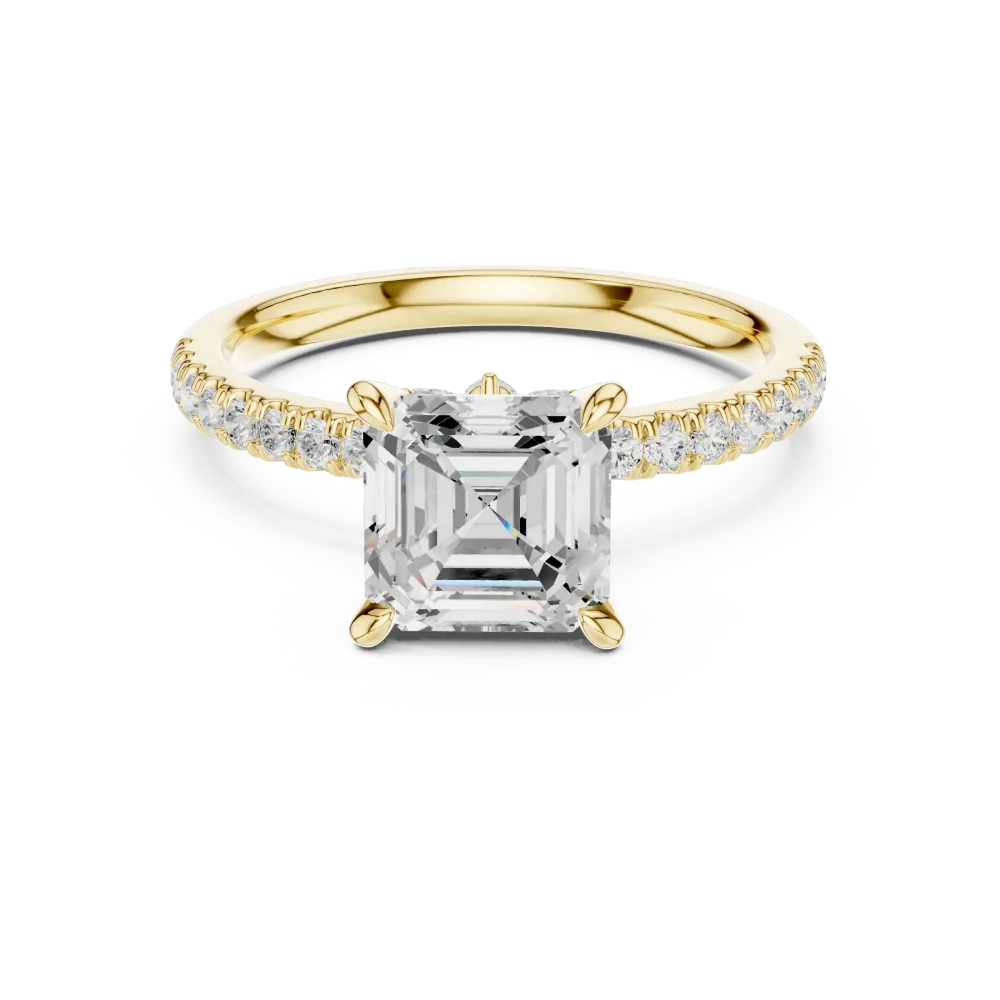 Ethereal Emerald Cut Pavé-Set Solitaire Ring - Image 2