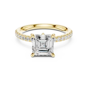 Ethereal Emerald Cut Pavé-Set Solitaire Ring - Image 2
