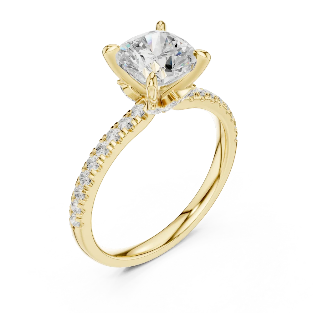 Discover the radiant beauty of this cushion cut lab-grown DIAMEUR diamond solitaire ring. A modern classic for your collection. Shop this luxury today.