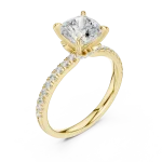Ethereal Cushion Cut Pavé-Set Solitaire Ring