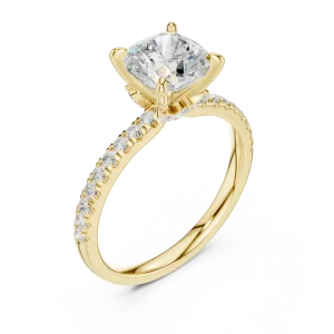 Ethereal Cushion Cut Pavé-Set Solitaire Ring