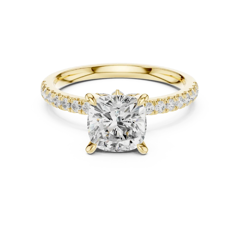 Ethereal Cushion Cut Pavé-Set Solitaire Ring - Image 2