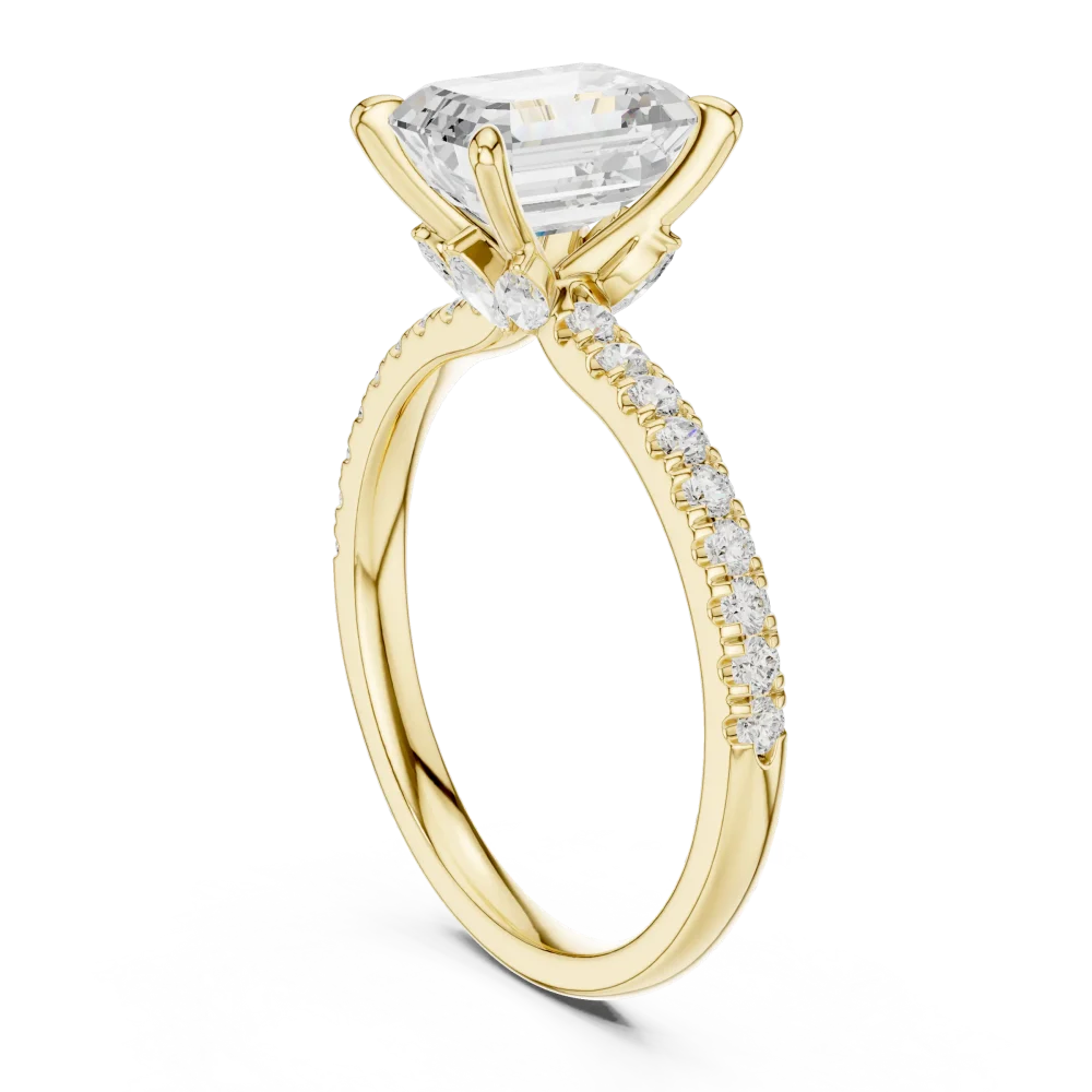 Symmetry Emerald Cut Pavé-Set Solitaire Ring - Image 3
